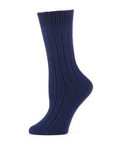 Exclusively ours. Neiman Marcus socks in wide-rib knit. Ribbed cuff prevents slipping. Approx. 10.5"L. Cashmere/nylon. Hand wash. Made in Italy. Ribbed Socks, Top Designers, In Fashion, Neiman Marcus, Rib Knit, Tops Designs, Cashmere, In Italy, Socks