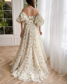 Ethereal Organza Floral Gown | Teuta Matoshi Teuta Matoshi Dresses, Matoshi Dress, Teuta Matoshi, Boned Bodice, Floral Gown, Strapless Neckline, Custom Size Dresses, Sparkle Dress, Organza Fabric