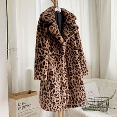 Women's Streetwear Luxury Loose Rabbit Fur Jacket Thick Plush Coats Leopard Long Faux Fur Coat JKP6041 - Allkpop Shop Winter Faux Fur Coat, Faux Fur Fashion, Long Faux Fur Coat, Leopard Coat, Chic Coat, Winter Fashion Coats, Gilet Long, England Style, England Fashion