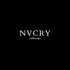 black and white logo with the words nvcry on it's left side