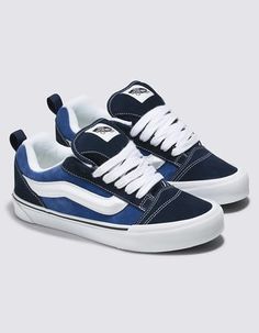 VANS Knu Skool Shoes Dream Shoes Jordans, Vans Azul, Street Wear Shoes, Best Shoes For Women, Dressing Shoes, Estilo Vans, Navy Blue Vans, Essential Shoes, Shoe Storage Ideas