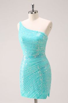 Zapaka Women Sparkly Mint Homecoming Dress with Sequins One Shoulder Tight Short Cocktail Dress – ZAPAKA Teal Hoco Dresses, Mint Homecoming Dresses, Teal Homecoming Dresses, Lovely Partner, Cute Homecoming Dresses, Snow Ball, Dress With Sequins, Dream Dresses, Dress Occasion