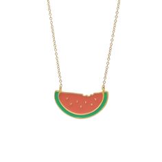 Get a taste of summer with this super cute and juicy watermelon necklace! Get watermelon sugar high as Harry styles would sing ;) Material: the gold version features a 14kt gold micron plated bronze watermelon pendant hanging from a 14kt gold filled chain while the silver version is entirely made with 925 sterling silver. Size: the pendant is roughly 1 1/4 inch wide and 9/16 inch high. Watermelon Colored Summer Jewelry Gift, Summer Watermelon Colored Jewelry For Gift, Cute Gold Dangle Necklaces, Trendy Yellow Gold Summer Jewelry, Trendy Yellow Gold Jewelry For Summer, Summer Everyday Dangle Jewelry, Dainty Delicate Chain Jewelry For Summer, Dainty Gold Plated Nickel-free Necklace, Gold Sterling Silver Jewelry For Summer