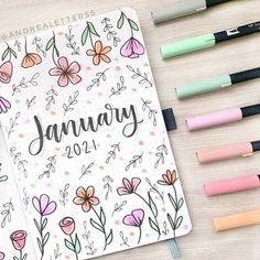 January bullet journal Bullet Journal Designs, Bullet Journal Title Page, Artist Hue, Bullet Journal Titles, Bullet Journal Month, January Bullet Journal, Bullet Journal Page