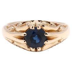 This antique 0.50ctw Sapphire Swirl Ring is a true vintage beauty. Crafted in 14k yellow gold, this ring showcases a swirl design adorned with stunning sapphires. The 0.50ctw sapphire stone create a mesmerizing blue hue that is sure to catch the eye. The ring is a size 4.75, making it perfect for those with smaller finger sizes. This antique ring is not only a unique piece of jewelry but also a piece of history. It carries a charm and elegance that can only come from a bygone era. Add a touch of Swirl Ring, Antique Ring, Bygone Era, Swirl Design, Sapphire Stone, Yellow Gold Ring, Vintage Beauty, Antique Rings, Yellow Gold Rings