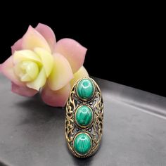 African Malachite Trinity Ring In Copper Size 7 D3 491 Trinity Ring, 7 Rings, Ring Color, Womens Jewelry Rings, Jewelry Rings, Copper, Size 7, Women Jewelry, Ring