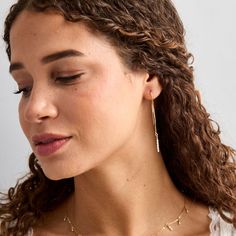 Our Dangling Threader Earrings are sleek and versatile. Simply slide them through your ear and let the chain dangle from behind. The comfortable U-curve rests on your ear lobe and secures them in place. - 14K Gold filled box chain threaders- Freshwater rice pearls Everyday Linear Earrings With Long Drop And Adjustable Chain, Gold Dangle Ear Climber Earring, Everyday Long Drop Linear Earrings With Adjustable Chain, Everyday Threader Drop Earrings With Delicate Chain, Everyday Drop Threader Earrings With Delicate Chain, Delicate Chain Drop Threader Earrings For Everyday, Everyday Linear Dangle Earrings With Adjustable Chain, Dainty Hoop Earrings With Delicate Chain Dangle, Everyday Gold Plated Linear Earrings