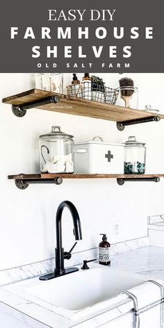 an easy diy farm house shelving shelf for the kitchen