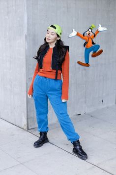 Image of outfit idea inspired by Goofy Disneyland Disney Character Outfits Spirit Week Diy, Character Outfits Spirit Week, Disney Character Outfits Spirit Week, Pixar Halloween Costumes, Goofy Outfits, Easy Disney Costumes, Goofy Costume, Pixar Costume, Disney Characters Dress Up