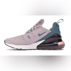 Women's Nike Air Max 270 Particle Rose Celestial Teal Sz 12 Elevate Your Sneaker Game With These Nike Air Max 270 Sneakers In Particle Rose/Teal. Designed With A Beautiful Blue Colorway And A Rose-Themed Pattern, These Sneakers Are Perfect For Floral Lovers. They Are Made With High-Quality Materials To Ensure Durability And Comfort, Making Them The Ultimate Choice For Athletic Activities. These Sneakers Come In A Women's Size 12 And Are Part Of The Nike Air Max Product Line. They Are Perfect For Nike Air Max 270 Purple And Blue, Nike Shoes Women Air Max 270 Blue, 270 Nike Shoes Purple, Womens Nike Air Max 270, Sneaker Games, Nike Air Max 270, Air Max 270, Nike Shoes Women, Stylish Sneakers