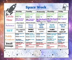 the space week calendar is shown in this image