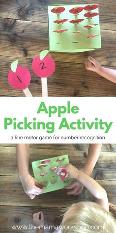 an apple picking activity for toddlers to play with