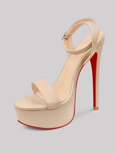 150mm Women's Open Toe Platform Ankle Strap High Heel Matte Sandals Red Bottom Shoes Synthetic Sandals With Red Sole And Ankle Strap, Synthetic Ankle Strap Sandals With Red Sole, Ankle Strap Sandals With Heel Strap, Open Toe Sandals With Reinforced Heel, Polyurethane Open Toe Sandals With Reinforced Heel, Red Platform Heels In Polyurethane, Polyurethane Sandals With 4-inch Heel And Round Toe, Red Open Toe Sandals With Reinforced Heel, Red Sandals With Reinforced High Heel