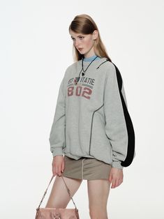 48.7% Cotton 51.3% Polyester Winter Sportswear Sweatshirt, Sporty Long Sleeve Gray Sweater, Sporty Gray Long Sleeve Sweater, Gray Long Sleeve College Sweater, Gray Long Sleeve Sweater For College, Oversized Winter College Sweatshirt, Gray Sporty Winter Sweater, Sporty Gray Winter Sweater, Gray Sweater For Streetwear In Sportswear Style