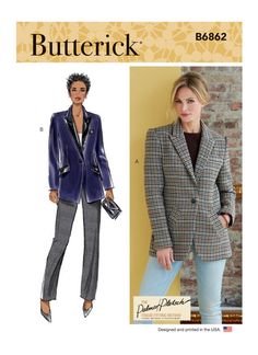 a women's jacket and pants sewing pattern, butterick b682