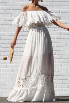 Ruffled Lace Dress For Brunch, Lace Dress With Ruffles For Brunch, Bohemian Crochet Lace For Spring, Spring Bohemian Crochet Lace, Flowy Lace Dress With Ruffles, Flowy Lace Dress With Delicate Details, Flowy Scalloped Lace Dress, Flowy Lace Dress With Lace Trim, Flowy Lace Dress With Scalloped Detail