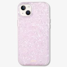 the back of an iphone case in pink marble