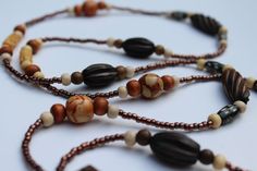 Brown Beaded Necklace, Brown Necklace, Wood Bead Necklace, Rustic Jewelry, Wood Necklace, Beaded Statement Necklace, Jewelry Boho, Wooden Jewelry, Bead Necklace