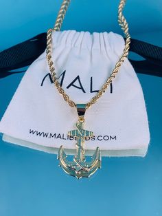 "18kt Gold Filled 2.5mm Rope Chain Necklace with Large Anchor Pendant Charm can slide on and off chain so the chain can also be used without the pendant. Tarnish resistant, Hypoallergenic Different sizes available below. 16\",18\" is generally used for kids or women. 24\" or 26\" would be ideal for men. Chain Length: Options available. Chains can vary by .5\". Model is wearing a 18\" Material: 18 Karat Gold Filled, Hypoallergenic. Tarnish Resistant. Gold-filled does not de-laminate or peel like Gold Anchor Necklace In Nautical Style, Gold Nautical Anchor Jewelry, Gold Nautical Anchor Necklace, Nautical Anchor Shaped Gold Jewelry, Nautical Anchor Gold Jewelry, Nautical Anchor-shaped Gold Jewelry, Nautical Style Anchor Gold Jewelry, Anchor Rope, Men Chain