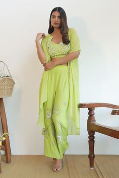 Shop for these amazing collections of Green Inner: Satin; Cape: Georgette; Camy And Set For Women by Nayantara Couture online at Aza Fashions. Traditional Semi-stitched Pant Set With Sheer Dupatta, Traditional Pant Set With Sheer Dupatta For Designer Wear, Traditional Pant Set With Sheer Dupatta For Diwali, Bollywood Style Pant Set With Sheer Dupatta For Festivals, Summer Sets With Sheer Dupatta In Georgette, Summer Georgette Sets With Sheer Dupatta, Summer Sets With Sheer Dupatta And Traditional Drape, Unstitched Pant Set With Sheer Dupatta For Diwali, Summer Sharara With Unstitched Blouse In Georgette