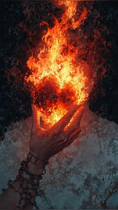 a person holding their face in flames with both hands on top of the fireball