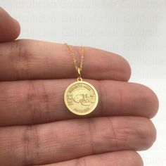 ● Material of pendant: Solid gold 14k ( REAL GOLD ) ● Metal Stamp: 14k ● The pendant is available in 3 sizes: 14,0 mm / 0,55 inches ( Diameter ) 16,5 mm / 0,65 inches ( Diameter ) 19,1 mm / 0,75 inches ( Diameter ) ( In the photos the size of the pendant is 14mm / 0.55 inches Diameter ) ● Material of chain: Solid gold 14k ( REAL GOLD ) ● Chain Options: **Chain No.1  :  thickness 0,7mm  **Chain No.2 :  thickness 1,3mm ● Chain Length: - 40 cm / 15,75 inches ( Length ) - 45 cm / 17,72 inches ( Leng Symbolic Gold Plated Coin Jewelry, Symbolic Medallion Jewelry For Commemoration, Engraved Gold Plated Coin Jewelry, Gold Coin-shaped Jewelry With Charms, Brass Medallion Jewelry For Commemoration, Symbolic Round Jewelry For Commemoration, Symbolic Gold Medallion Jewelry, Antique 14k Stamped Necklace For Commemoration, Antique Gold Plated Round Pendant Jewelry