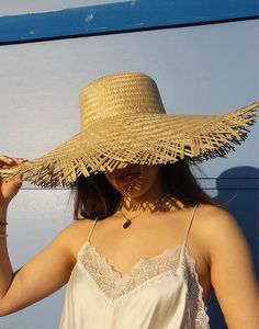 New straw summer beach hatExtra large brimFrayed edge.Overall diameter 21"(54cm).One size. Summer Brimmed Sun Hat Made Of Palm Leaf, Beige Sun Hat For Summer Beach Days, Beige Sun Hat For Summer Sunbathing, Wide Brim Sun Hat For Summer Sunbathing, Bohemian Straw Bucket Hat For Spring, Summer Wide Brim Sun Hat For Sunbathing, Wide Brim Sun Hat For Sunbathing In Summer, Beige Beachwear Sun Hat For Spring, Natural Color Summer Sun Straw Hat