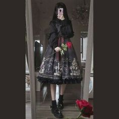 Lady Girls Gothic Lolita Dress Cosplay Costume Kawaii Ruffle Slip Vintage Black | eBay Harajuku Style Ruffled Halloween Dresses, Kawaii Dresses With Ruffles For Cosplay Events, Harajuku Anime Print Dress For Halloween, Harajuku Style Winter Costume Party Dress, Kawaii Ruffled Dresses For Cosplay Events, Fairy Kei Style Black Dress For Halloween, Black Fairy Kei Dress For Halloween, Fairy Kei Black Dress For Halloween, Harajuku Style Winter Cosplay Dresses