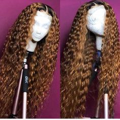 Peruvian Hair Brown Ombre Color Dark Root Lace Front Wig – Prosp Hair Shop Deep Wave Wig Color, Blond Wigs, Reddish Hair, Honey Blond, Deep Wave Wig, Curly Lace Wig, Human Lace Wigs, Lace Fronts, Wig Ideas