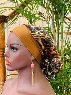 "This Elegant Turban/ Head Wrap is Ready To Wear. Made with stretchy jersey fabric. It is pre tied/wrapped and ready and easy to wear for your convenience. Eliminate the extra stress of head wrap and go the easy way. Perfect gift for chemo /alopecia patients. Gifts for moms, sisters and just for someone special. No more bad hair day! Head Wrap: Turban Main material :Stretchy Jersey Fabric Color: Yellow Size: Adult size *Fabric: Jersey Knit Fabric. Care Instruction: Hand wash in cold water, do no Bohemian Beanie Headwrap, Adjustable Brown Headwrap Headband, Adjustable Brown Headband Wrap, Casual One-size Turban For The Beach, Casual One-size Turban For Beach, Adjustable Knotted Headscarf Headband, Trendy Beach Turban One Size, Knotted One Size Headwrap In Headband Shape, Adjustable Brown Headband Headscarf