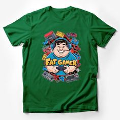 Retro Gaming T-Shirt, Fat Gamer Vintage Tee, Fun 90s Nostalgia Shirt, Colorful Gamer Gift, Classic Console Apparel, Unisex Shirt Male T-Shirt Custom graphic T-Shirt.Customize your color Pop Culture Green Tops With Letter Print, Retro Green T-shirt For Fans, Retro Green T-shirt For Fan Merchandise, Green Pop Culture Graphic Print Tops, Green Graphic Tee With Character Print, 90s Short Sleeve T-shirt With Character Print, Pre-shrunk Green Pop Culture T-shirt, Green Pre-shrunk Pop Culture T-shirt, 90s Style Character Print T-shirt