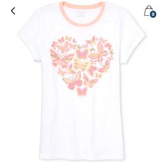 S(5/6) Glitter Butterfly Reminder App Charges $3 Fee Ty Cute Cotton T-shirt With Glitter Print, Spring T-shirt With Glitter Print, Spring Crew Neck T-shirt With Glitter Print, Spring Glitter Print Crew Neck T-shirt, Casual Glitter Print Tops For Spring, Spring Cotton T-shirt With Glitter Print, Pink Casual Top With Glitter Print, Casual Pink Tops With Glitter Print, Casual Short Sleeve Tops With Glitter Print