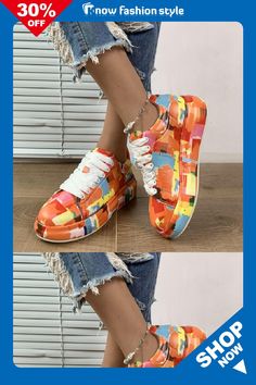 Orange Casual Sportswear Daily Frenulum Printing Round Comfortable Out Door Sport Shoes July 1st, Casual Sportswear, Skin Products, Fashion Gallery, Shoe Print, Painted Shoes, Anti Aging Skin Products, Art Clothes, Wholesale Fashion