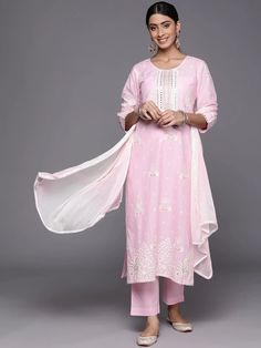 Light Pink Cotton Embroidered Kurta Palazzo Set with Silk Chiffon Dupatta Spring Straight Kurta Sets With Dupatta, Spring Sets With Straight Kurta And Dupatta, Spring Chanderi Salwar Kameez With Mirror Work, Spring Chanderi Anarkali Set With Mirror Work, Spring Chanderi Palazzo Set With Mirror Work, Spring Chanderi Dupatta With Mirror Work, Anarkali Sets With Mirror Work For Spring, Spring Anarkali Sets With Mirror Work, Spring Anarkali Set With Mirror Work And Straight Kurta