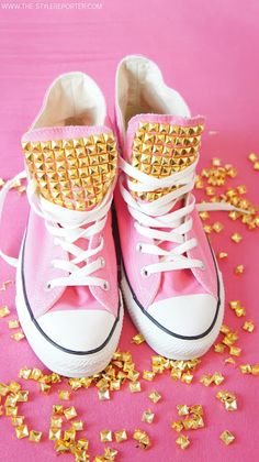 studded high tops Studded Converse, Taylor Gang, Glam Girl, Diy Shoes