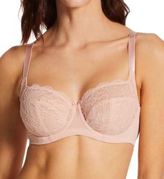 Classic lace bra is moderately sheer at the top of the cups with supportive lining for a round, ideal shape. Multipart underwire cup is lined and has transversal and vertical seams with an integrated side support panel with supportive fine mesh lining at base and panel. Stretch lace panel at neckline is unlined, with a sewn-on elastic band at the scalloped edge to keep fit in place. Soft elastic underband runs along the bottom of cups and center to keep fit secure. Center - narrow, arched panel Panache Bras, Ideal Shape, Tulle Bows, Keep Fit, Lace Panelled, Bra Cups, Scalloped Edge, Stretch Lace, Underwire Bra