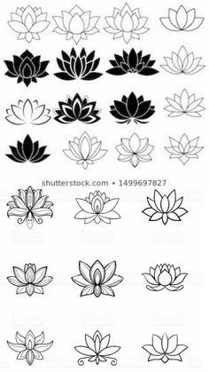 lotus flower tattoo designs on white background