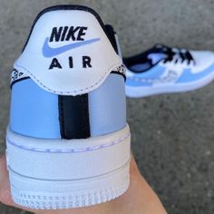 These unique hand painted Nike Air Force 1's are for sale on my etsy shop! Custom Blue Hand Painted Sneakers, Custom Hand Painted Blue Sneakers, Blue Custom Sneakers With Waterproof Paint, Blue Customizable Sporty Sneakers, Customizable Blue Sneakers For Sports, Sporty Customizable Blue Sneakers, Customizable Sporty Blue Sneakers, Blue Casual Custom Sneakers, Blue Custom Sneakers With Rubber Sole