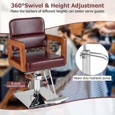 an image of a barber chair with instructions on how to use it in the salon