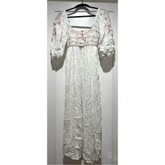 Nwt Free People Women’s Wedgewood Maxi Dress In Ivory White Maxi Dress With Lace Trim For Spring, White Lace Trim Maxi Dress For Spring, White Short Sleeve Maxi Dress With Lace Trim, White Flowy Maxi Dress With Lace Trim, Flowy White Maxi Dress With Lace Trim, White Bohemian Maxi Dress For Daywear, White Flowy Maxi Dress For Daywear, Flowy White Maxi Dress For Daywear, White Lace Trim Midi Dress For Vacation