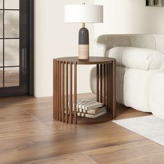 a living room scene with focus on the end table