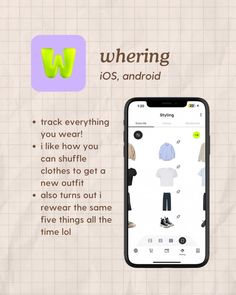 an iphone screen with the words whering on it, and a photo of someone's clothes