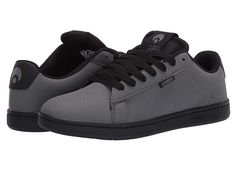 Osiris Icon - Men's Shoes : Charcoal/Black : Combining a sleek profile with retro skate style, the Osiris Icon skate shoes are ready to hit your favorite shred spot. Skateboarding shoes in a low-profile, cushioned silhouette with a heritage-inspired design. Lace-up closure. Uppers of fuax-leather with a mesh tongue. Mesh lining offers breathable wear. Padded insole offers cushioned support. Cupsole outsole provides grippy traction and long-lasting durability. Imported. Measurements: Heel Height: Gray Low-top Synthetic Skate Shoes, Gray Leather Skate Shoes With Gum Sole, Urban Gray Skate Shoes For Skateboarding, Urban Skate Shoes With Cushioned Footbed For Streetwear, Urban Cushioned Skate Shoes For Streetwear, Synthetic Skate Shoes With Vulcanized Sole For Streetwear, Gray Synthetic Skate Shoes For Streetwear, Synthetic Vulcanized Sole Skate Shoes, Urban Style Synthetic Skate Shoes For Streetwear