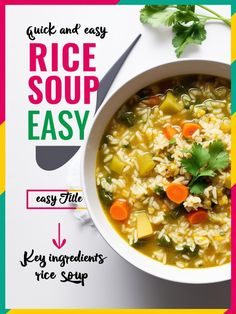 Whip up this quick and easy rice soup recipe in no time! Perfect for busy weeknights when you need a delicious meal with minimal effort. #QuickRecipes #EasySoupIdeas #RiceSoup