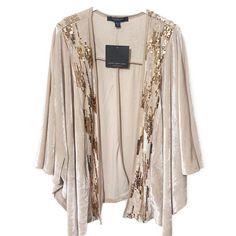 Marc New York Champagne Colored Crushed Velvet Kimono With Sequin Embellishments. One Size Brand New With Tags Velvet Kimono, Marc New York, Crushed Velvet, Kimonos, What To Wear, Embellishments, Sequin, Champagne, Womens Tops