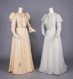 TWO DAY DRESSES, LATE 1890s for sale at auction on 14th September | Augusta Auctions Summer Gown, Summer Gowns, Antique Dresses, Historical Dress, Historic Fashion, Gored Skirt, Historic Clothing, Antique Dress