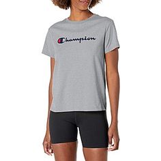 *Amazon [amazon.com]* has *Champion Women's Classic Short Sleeve T-shirt (Oxford Gray Script)* for *$7.53*. Shipping is free w/ Prime or on $35+. 
 
Product Description from Amazon[list][*]Fabric...