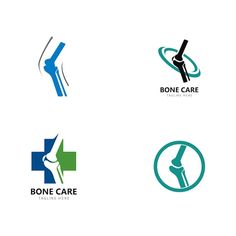 four different logos with the words bone care and an image of a person's hand holding