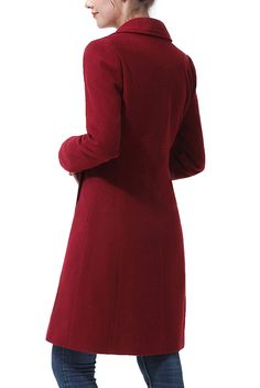 Kimi + Kai Women's "Joann" Wool Walking Coat – kimi + kai Nursing Tops, Notched Collar, Outerwear Women, Empire Waist, Bright Red, Single Breasted, Red Color, Jumpsuit Dress, Wool Blend