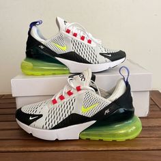 Brand New Nike Air Max 270 Size Women 7.5 Style Code: Ah6789-116 Color: White/Volt-Light Ultramarine This Color Is Sold Out Online ****** Please Take A Close Look Of All The Pics And Video , You Will Get The Exact Same Pair Of Shoes. All The Sales Are Final , Thank You Nike Air Force High, Air Max 270 Women, Nike Air Max 270 White, Nike Golf Shoes, Nike Air Max 2015, Nike Air Vapormax Flyknit, Custom Nike Shoes, Comfort Shoes Women, Womens Tennis Shoes